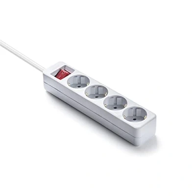 Abbildung von Famatel Leiste Ecosockets 4 Steckdosen Mit Ein Ausschalter 1,5 Meter Bis 3680W Kindersicherung Ausrichtung der auf 45º Verhindert versteckten Verbrauch Weiß, 9/704