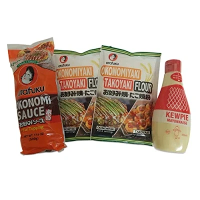 Abbildung von Okonomiyaki Zutaten Okonomi Sauce Soße 500g, Mehl 360g, japanische Kewpie Mayonnaise 355ml, Osaka Grundzutaten Takoyaki Takoyakimehl