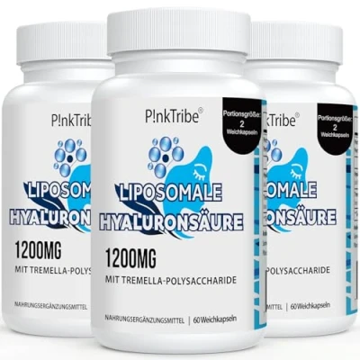 Abbildung von Liposomale Hyaluronsäure Kapseln Hochdosiert mit 1000mg Hyaluron, Hochmolekulare (500 700 kDa), Frei von Zusatzstoffen, 60 Stück (3er Pack)