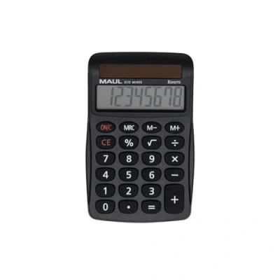 Abbildung von MAUL Taschenrechner Eco MJ 455 Solar mit 8 Stellen Display Nachhaltiger aus recyceltem Kunststoff Standardfunktionen Blauer Engel/uz116 Schwarz