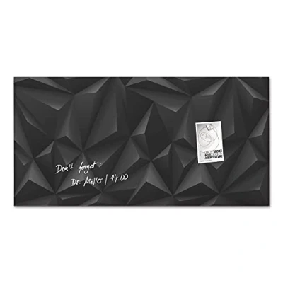 Abbildung von SIGEL GL261 Premium Glas Magnettafel 91x46 cm Motiv Black Diamant hochglänzend, SGS geprüft, einfache Montage, incl. 3 starke Magnete, Artverum