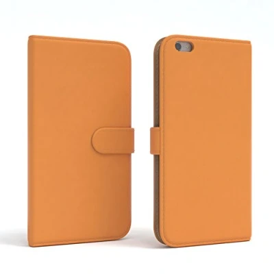 Abbildung von EAZY CASE Tasche kompatibel mit iPhone 6 / 6S Schutzhülle Standfunktion Klapphülle im Bookstyle, Handytasche Handyhülle Flip Cover Magnetverschluss und Kartenfach, Kunstleder, Orange