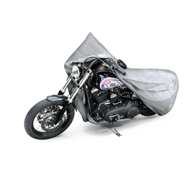 Abbildung von WALSER Motorrad Abdeckplane All Weather Basic L, 100% wasserdichte Outdoor Plane, Plane Ganz Jahres Schutz, Motorrad, Zubehör Silber 250x100x130 cm