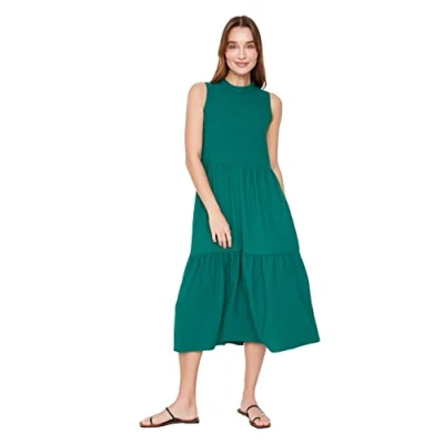 Abbildung von TRENDYOL Damen Breites Geschnittenes Kleid Dress, Smaragdgrün, 36 EU