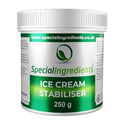 Abbildung von Eiscreme Stabilisator und verbesserer 250 g vegan, gentechnikfrei, glutenfrei recycelbarer Behälter