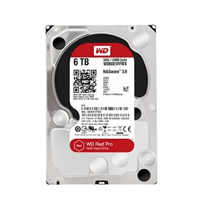 Abbildung von WD Red Pro 6TB interne Festplatte SATA 6Gb/s 128MB interner Speicher (Cache) 8,9cm 3,5Zoll 24x7 5400Rpm, optimiert für NAS Systeme mit bis zu 16 Laufwerkschächten, HDD Bulk WD6001FFWX