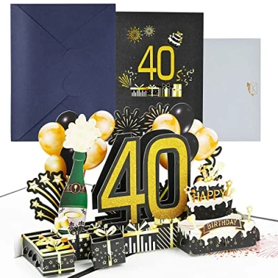 Abbildung von Joyoldelf Geburtstagskarte zum 40. Pop Up Grußkarten, 3D Karte Geburtstag Grußkarte, Geburtstagskarten mit Umschlag für Frauen Mütter Mädchen Männer Freunde Romantik Geschenk