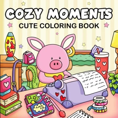 Abbildung von Cozy Moments: Cute Coloring Book for Adults, Teens, and Kids, Featuring Adorable Animal Characters Easy Simple Designs