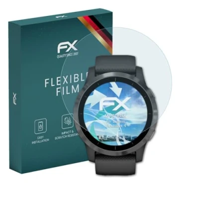 Abbildung von atFoliX Schutzfolie kompatibel mit Garmin Vivoactive 4 Folie, ultraklare und flexible FX Displayschutzfolie (3X)