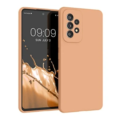 Abbildung von kwmobile Hülle kompatibel mit Samsung Galaxy A53 5G Silikon Handy Case Handyhülle weiche Oberfläche kabelloses Laden Macchiato