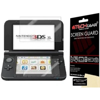 Abbildung von TECHGEAR Displayschutz für Nintendo 3DS XL 2014 Ultra Klare Schutzfolie [Oben + Unten] mit Reinigungstuch Applikationskarte