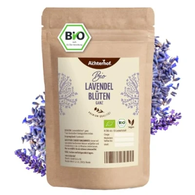 Abbildung von Lavendelblüten Bio getrocknet 100g getrockneter Lavendel aus Frankreich Tee 100% natürlich Lebensmittelqualität kontrolliert biologischen Anbau vom Achterhof