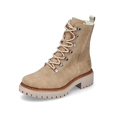 Abbildung von Rieker Damen Schnürstiefeletten 72643, Frauen Stiefeletten,schnürboots,übergangsschuhe,Boots,Stiefel,Bootee,Booties,beige (60),36 EU / 3.5 UK