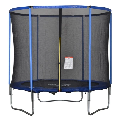 Abbildung von Trampolin mit Sicherheitsnetz Gartentrampolin für Innen und Außenbereich Blau+Schwarz bis 113,6 kg Ø244 x 240H cm