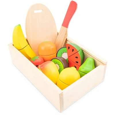 Abbildung von New Classic Toys 10581 Kinderrollenspiele Schneide Set mit Obstkiste