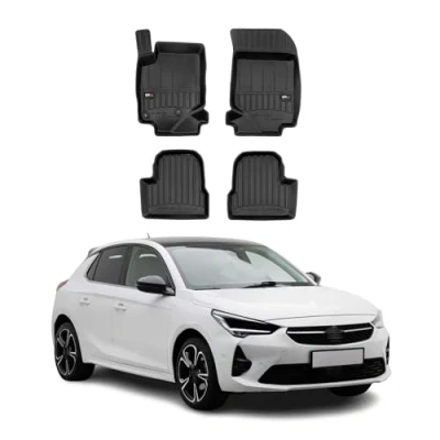 Abbildung von Fußmatten Gummimatten kompatibel mit Opel Corsa F 2019 2023 OMAC Premium 3D Schwarz TPE Gummi