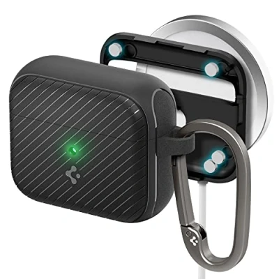 Abbildung von Spigen Mag Armor MagFit Hülle Case kompatibel mit AirPods 3 und MagSafe Schwarz