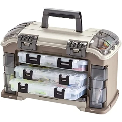 Abbildung von Plano Elite Series Ultimatives abgewinkeltes Angelsystem, Graphit &amp; Sandstein, inklusive 6 StowAway Utility Boxen, Premium Tackle Aufbewahrung für Angelausrüstung und Zubehör, wasserdichte Hülle