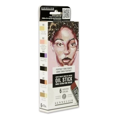 Abbildung von Sennelier Set mit 6 Mini Oil Sticks dunkle Farben N130116.02
