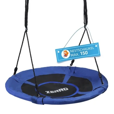Abbildung von ZERRO Nestschaukel Outdoor &amp; Indoor bis zu 150kg Höhenverstellbare Ø100cm Netzschaukel für Kinder und Erwachsene,Blau