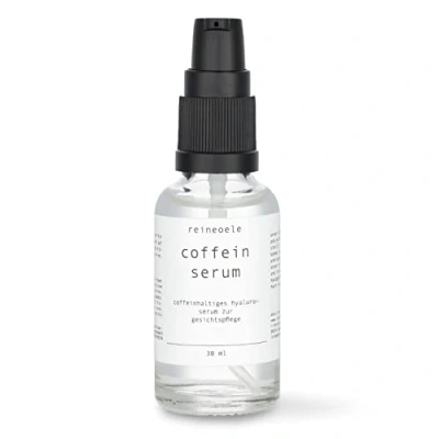 Abbildung von Coffein Serum Augenserum Anti Faltenserum Hyaluron &amp; feuchtigkeits spendend vegan 30 ml Glasflasche reineoele