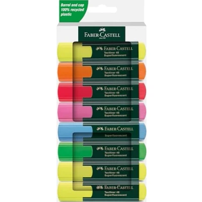 Abbildung von FABER CASTELL 254848 Textmarker Set 48, 8er Etui, Neon Farben, mit langlebiger Keilspitze, Strichbreite 1 5 mm, nachfüllbar