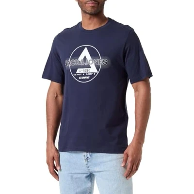 Abbildung von JACK&amp;JONES Herren JCOTEXT Cotton Tee SS Crew Neck FST T Shirt, Navy Blazer, S