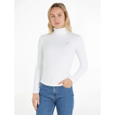 Abbildung von Tommy Hilfiger SLIM ROLL Strickpullover, Damen, Größe: 3XL, Ecru
