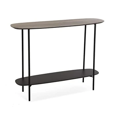 Abbildung von Versa Salem Schmales Möbelstück für den Eingangsbereich oder Flur, Moderner Konsolentisch, mit Bodenplatte, Maßnahmen (H x L B) 75 30 100 cm, Holz und Metall, Farbe: Braun Schwarz