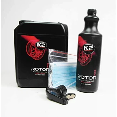 Abbildung von K2 Roton Pro Felgenreiniger Alufelgen Stahlfelgen Indikator Flugrostentferner ph Neutral 5L Kanister + Shiny Freaks Microfasertuch 2 teilig
