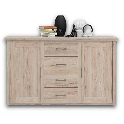 Abbildung von LUCA KOMFORT Elegante Schlafzimmer Kommode im Landhausstil stilvolles &amp; ausdrucksstarkes Sideboard in Eiche San Remo für Ihr 150 x 91 42 cm (B/H/T)