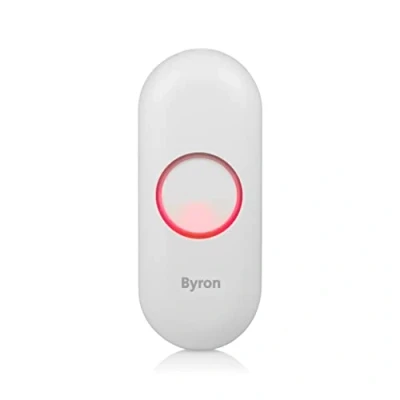 Abbildung von Byron DBY 23510 Funk Klingeltaster DBY510, Kabellos, Weiß, Kunststoff, 0.433 GHz, 100 m, Klebende Pads