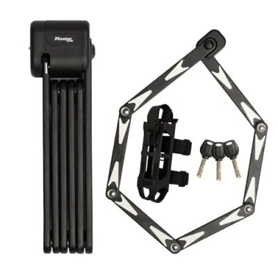Abbildung von Master Lock zertifiziertes Faltschloss für Fahrräder Gehärtete Stahlglieder,3 Schlüsseln, inkl. Halterung und Befestigung, 95cm