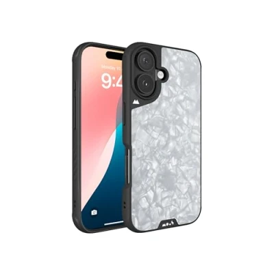 Abbildung von Mous Hülle für iPhone 16 MagSafe Kompatibel Case Limitless 6.0 Silberne Perle Stoßfeste Handyhülle