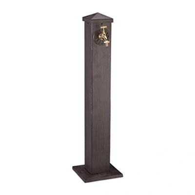 Abbildung von relaxdays Gartenbrunnen Runde Wasserzapfsäule, Braun