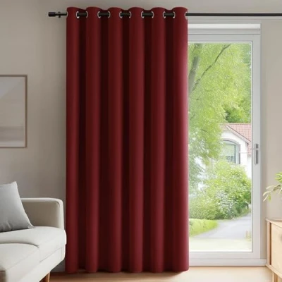 Abbildung von Deconovo Verdunkelungsvorhang Ösen Gardinen Vorhang Raumteiler Blickdicht Schlafzimmer Dicke Kälteschutz Türtrenner Wärmeisolierend, 280x200 cm(HöhexBreite), Rot, 1 Stück