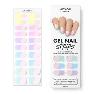 Abbildung von MOYOU LONDON Halbgehärtete UV Gel Strips 20 Stück Nagelfolien Härtend für Maniküre in Salonqualität Lollipop