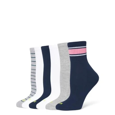 Abbildung von HUE Damen Mini Crew Baumwolle Socken, Marineblau gestreift, 6 Paar, One Size