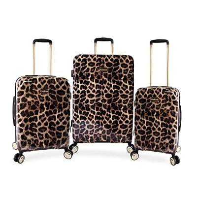 Abbildung von bebe Damen Adriana Spinner Gepäck, Leopard, 3 teiliges Set (53,3 cm, 63,5 73,7 cm), 3pc (21&quot; 25&quot; 29&quot;), Gepäck