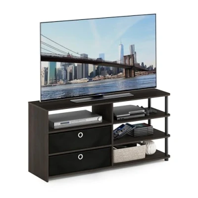 Abbildung von Furinno JAYA TV Stand mit Einschüben modernen Design, holz, Walnuss/Schwarz, 33.27 x 56.64 cm