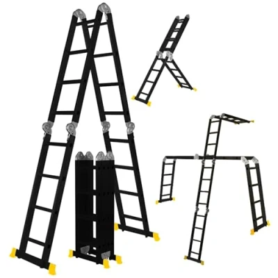 Abbildung von 𝐂𝐑𝐀𝐅𝐓𝐅𝐔𝐋𝐋 Aluminium Mehrzweckleiter CF 104A 𝟑 𝐉𝐀𝐇𝐑𝐄 𝐆𝐀𝐑𝐀𝐍𝐓𝐈𝐄 6in1 Multifunktionsleiter 16 Sprossen 450 cm Leiter Gelenkleiter Leitergerüst (Schwarz 4x4 Sprossen)