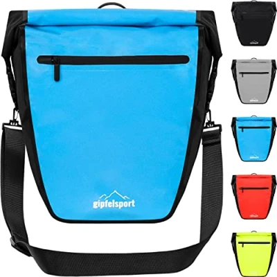 Abbildung von gipfelsport Fahrradtasche für Gepäckträger Gepäckträgertasche I Fahrradtaschen, Satteltaschen mit 21l Volumen wasserdicht, reflektierend, blau