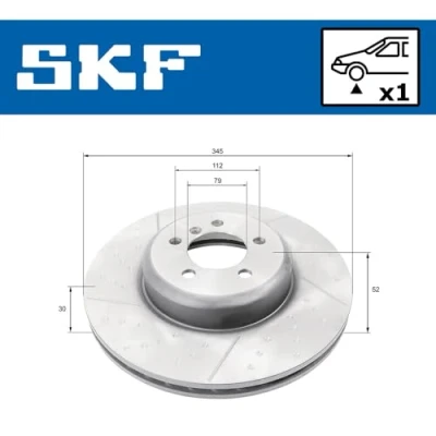 Abbildung von SKF Bremsscheibe BMW: 3 Limousine, Touring, 4 Gran Coupe 370mm 30mm 5 1 120mm gelocht/innenbel. beschichtet VKBD 80282 V1 34106797603 Bremsscheiben