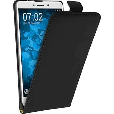 Abbildung von PhoneNatic Kunst Lederhülle kompatibel mit Huawei Honor 6X Flip Case schwarz + 2 Schutzfolien