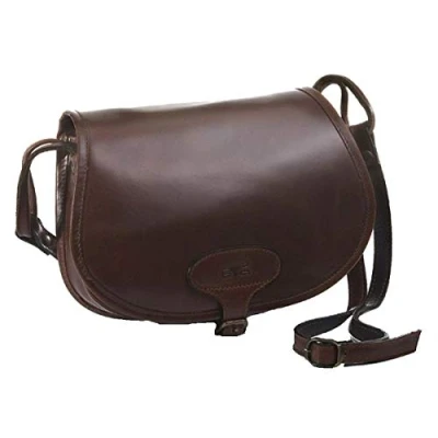 Abbildung von MIKA 28059002 Damentasche Bonny aus Echt Leder/Sattelleder, Damen Handtasche mit Hauptfach und Vortasche, Ledertasche für Frauen, Umhängetasche in braun, Lederhandtasche ca. 23 x 8 18 cm