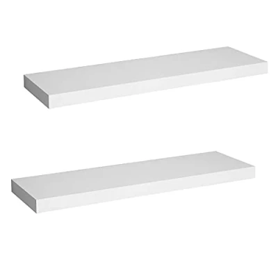 Abbildung von WOLTU 2X Wandregal Wandboard Bücherregal Regale für Deko Wandablagen aus MDF Holz, 2er Set Hängeregal Weiss, 80x23x3,8cm RG9318ws 2