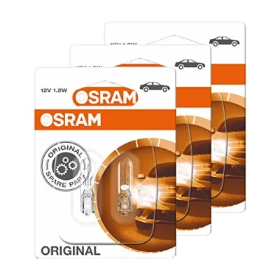 Abbildung von 3x2 OSRAM GLÜHBIRNEN SET 12V 1,2W W2 4.6d INSTRUMENTENBELEUCHTUNG ANZEIGELAMPE