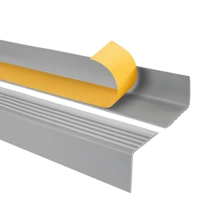Abbildung von Quest Treppenkantenprofil Selbstklebend PVC Kunststoff Treppen Kantenschutz 50x42mm, grau, 180cm