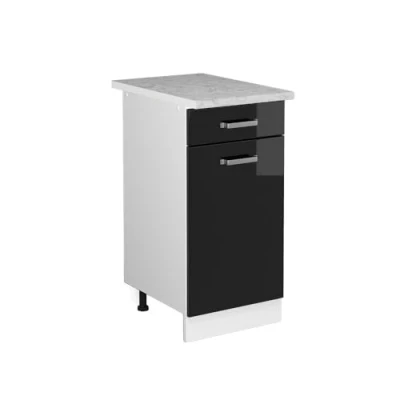 Abbildung von Vicco Küchenunterschrank R Line, Schwarz Hochglanz/Weiß, 40 cm, AP Marmor