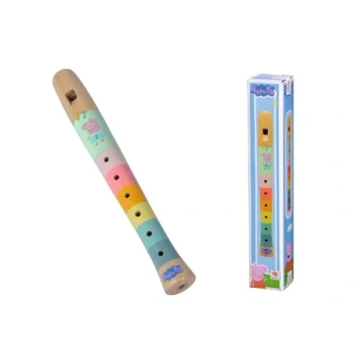 Abbildung von Eichhorn Peppa Pig Bunte Holzflöte 20 cm lang, fördert die auditive Wahrnehmung der Kinder, erzeugt harmonische Töne, aus Schimaholz, ab 3 Jahren